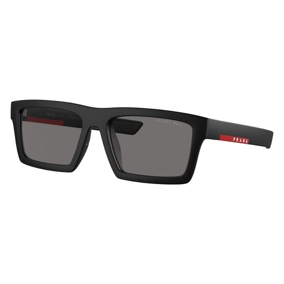 New PRADA LINEA ROSSA Black Polarised Rectangle PS 02ZSU 1BO-02G Sunglasses Wome - Picture 1 of 6